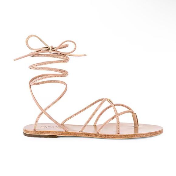 Raye Siam Sandals Nude shoes lace up strappy flats Revolve Sz 10 - Picture 3 of 8